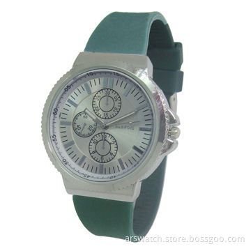 Sports style silicone watches in quartz movement, customer's own logo
